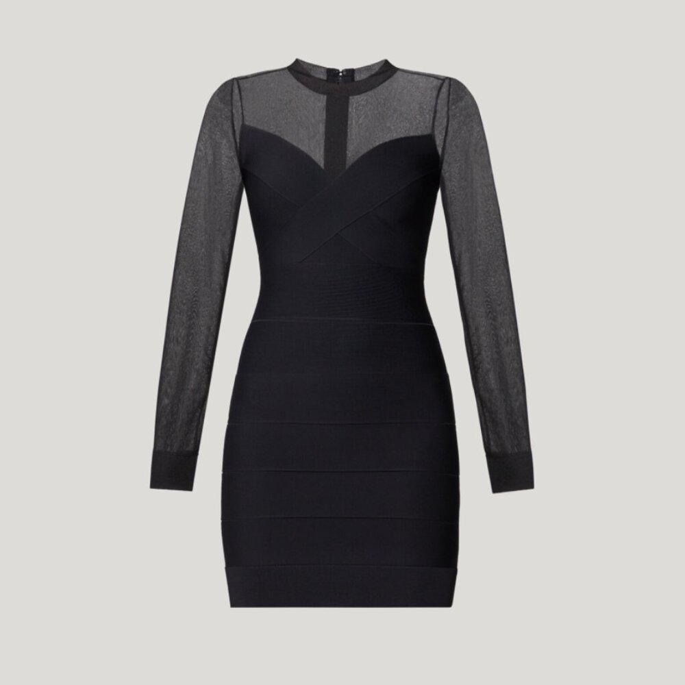 Herve Leger Mesh-Paneled Bandage Mini Dress